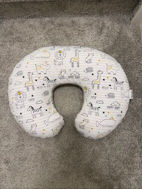 Boppy Nursery Baby Nursing Pillow - White with Yellow & Gray Animal Print